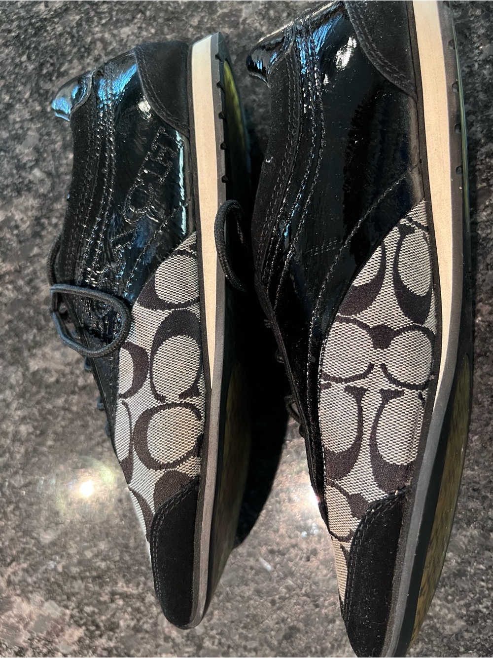 Coach Black and Gray Signature Canvas Sneakers - Picture 3 of 11